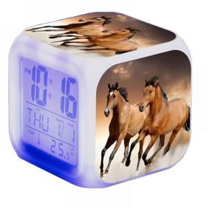 R&eacute;veil cheval - Alarme animale - LED - Avec lumi&egrave;re - Brillant dans la nuit - Pour enfants et adultes - Cadeaux D'anniversaire pour Adultes