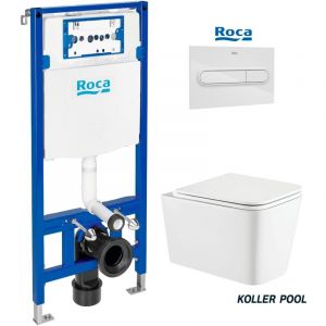 Duplo one pack Bati-Support réservoir encastrable et plaque PL1 bl br avec wc suspendu rim-ex trend 49CM kp vortex system - Roca