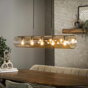 Suspension tube en verre ambré 5 lampes ralf
