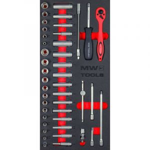 Mw Tools - Jeu de douilles 1/4 4-14 mm 43 pièces module en mousse pour servante d'atelier MWD1443