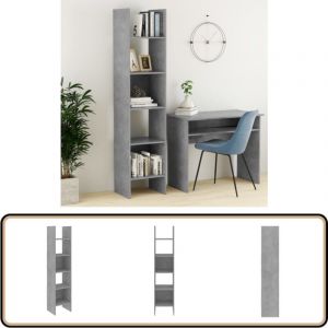 Bibliothèque Gris béton 40x35x180 cm Bois d'ingénierie - Bibliothèque - Étagère - Meuble De Rangement - Bibliothèque Design - Bibliothèque Grise