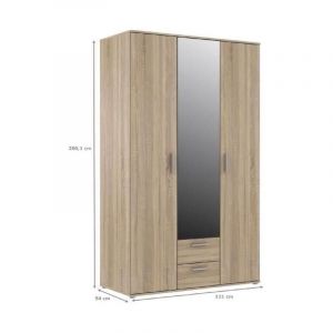 Finlandek - Armoire de chambre selkea style contemporain decor chene sonoma - l 121 cm - Marron