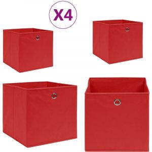 Vidaxl - Boîtes de rangement 4 pcs Tissu intissé 28x28x28 cm Rouge - boîte de rangement - boîtes de rangement - Home & Living - Rouge