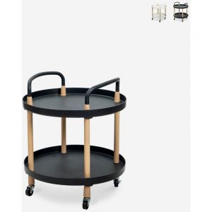 Desserte design nordique scandinave circulaire avec roues Biky - Noir