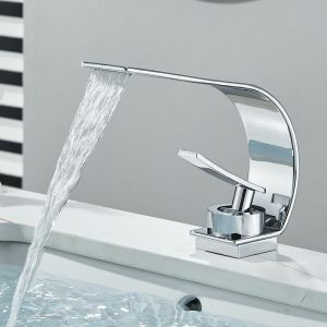 Zamery - Mitigeur Lavabo Cascade Robinet de Salle de Bain Robinet Lavabo Mitigeur Vasque Robinetterie Froide Chaude en Laiton Chromé