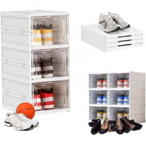 ZVD - 1 x bo&icirc;tes &agrave; chaussures, bo&icirc;tes de rangement pour chaussures, bo&icirc;te de rangement pour chaussures en plastique empilable transparente, bo&icirc;te &agrave;