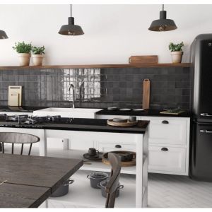 Eiffel Art Construction - Carrelage mur effet zellige noir 10x10 cm manacor black (vendu par boite de 0,60m2)