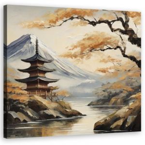 Tableau d&eacute;co Pagode japonaise Montagne Paysage 60x60
