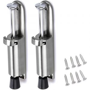 Dpzo - 2pcs Arrêt de Porte Support de Porte Butoir Bloque de Porte en Acier Inox avec Caoutchouc (argenté)