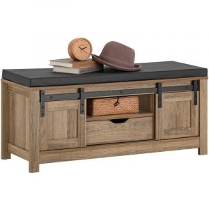 Sobuy - jamais utilise] FSR118-BR Banc à chaussures avec portes coulissantes Rack à chaussures Banc de penderie Banc d'allée Banc de lit Armoire à