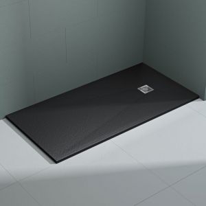 Mai & Mai Receveur de Douche Antid&eacute;rapant Bac &agrave; Douche Gris Noir Mat en R&eacute;sine Marbre Artificielle 90x160x3cm Rectangulaire G&eacute;o9