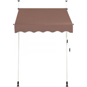 Costway - Store Banne Manuel Hauteur R&eacute;glable 200-300CM, Auvent R&eacute;tractable150x125CM sans Per&ccedil;age en M&eacute;tal et Tissu Oxford pour Fen&ecirc;tre,Terrasse,