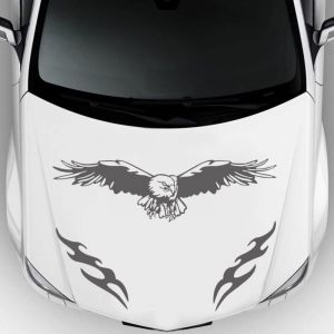 Gris)Autocollant de Capot de Voiture, 3 Pièces Voiture Autocollants Décoratifs Aigle Feu Totems Auto-adhésif 3D Autocollant de Capot Étanche