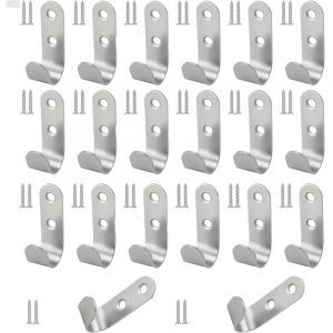 20 Pièces Crochets à 2 Trous en Acier Inoxydable J avec Vis, 45x15 mm Crochets Métalliques Étanches pour Bâche, Argent Lourds Crochet pour Bache pour