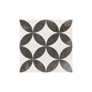 Carrelage style ancien Quatre-feuilles 20x20 cm kerala Noir - 1m²