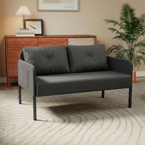 Fabulcozy Canap&eacute; Convertible 2 Places 110 cm Design Minimaliste, Petit Canap&eacute; 2 Places Dossier Haut et Tissu Effet Lin Respirant Confortable, Id&eacute;al