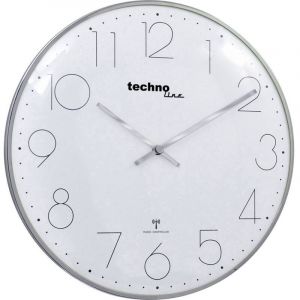 Horloge murale Techno Line WT 8235 chrom-optik radiopilot&eacute;(e) 350 mm x 25 mm chrome S829001