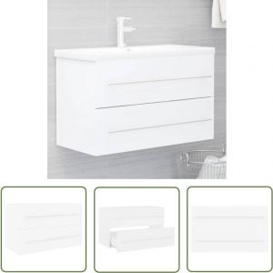 Armoire d'évier Blanc 80x38,5x48 cm Bois d'ingénierie - Meuble Salle De Bain - Armoire Lavabo - Meuble Vasque - Rangement Salle De Bain - Armoire