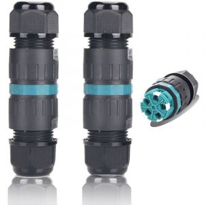 2-Pack 5 broches M25 connecteurs de c&acirc;bles &eacute;tanches IP68 &Oslash;5mm-&Oslash;14mm T&Uuml;V Manchon de raccordement &eacute;lectrique ext&eacute;rieur-5 broches pour jardin et c&acirc;ble