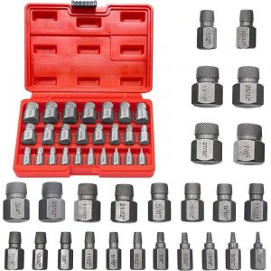 25 Pi&egrave;ces Extracteur de Vis Casse Endommag&eacute;es, Extracteur de Boulon Goujon, Tourne a Gauche Extracteur pour Toutes Vos R&eacute;parations