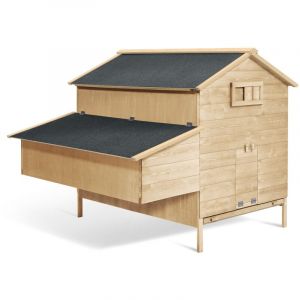 Poulailler chalet xxl pour poules avec pondoir en bois - Naturel