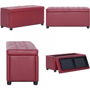 Vidaxl - Pouf de rangement 87,5 cm Rouge bordeaux Similicuir - Pouf De Rangement - Pouf Coffre - Banc Avec Rangement - Meuble De Salon - Décoration