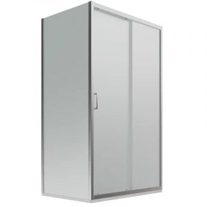 Cabine de douche 90x140 cm Porte coulissante et paroi fixe Profilés en aluminium chromé Verre opaque 6mm h190 - Réversible Mod. Lipari
