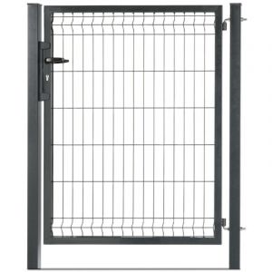 Portillon grillag&eacute; en acier galvanis&eacute; maille 200 x 50 occultable passage 1m x H 1m30 Gris anthracite