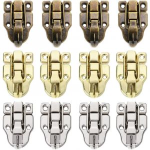 Lot de 12 Fermoir Boite Vintage Loquet Verrous de Valise Fermoirs avec Vis pour Bo&icirc;te &agrave; Bijoux Coffrets Cadeaux Bo&icirc;tes Bois