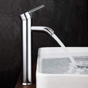 Robinet Lavabo,Salle Bain avec Haut Mitigeur Lavabo pour Lavabo ou Vasque de Salle Bain, Chaude et Froide Réglable de Mitigeur Lavabo, Laiton Chromé