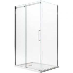Parois cabine de douche angulaire avec easy-clean h 200 verre transparent 8 mm mod. Prime duo 1 porte 80X140 vers gauche