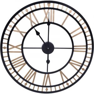 Horloge Murale Vintage, Horloge Int&eacute;rieure R&eacute;tro &agrave; Chiffres Romains. Horloge Silencieuse &Oslash;80cm