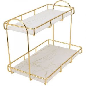 Vtizikl Etag&egrave;re de salle de bain double dor&eacute;e, &eacute;tag&egrave;re de rangement en m&eacute;tal &eacute;tanche de grande capacit&eacute;, &eacute;tag&egrave;re de rangement de parfum cosm&eacute;tique