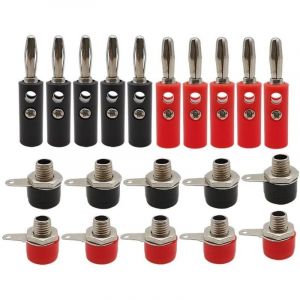 52 pi&egrave;ces fiche banane 4 mm, haut-parleur fiche banane, prise de borne de liaison fiche banane 4 mm, bornes polaires haut-parleur - 2 couleurs (26