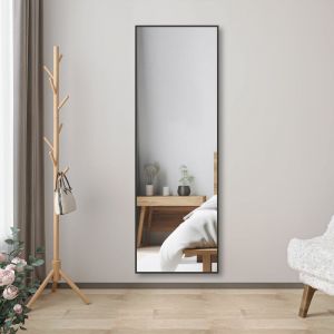 Biubiubath - Miroir sur pied au sol 160x50cm,miroir pleine longueur,&agrave; suspendre ou &agrave; poser,cadre noir