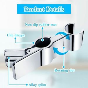 Nazalus-Vente chaude-Support de Douche Support de Douchette en M&eacute;tal 2 Pcs Support de Pommeau de Douche R&eacute;glable Sans Per&ccedil;age, Support de Douchette