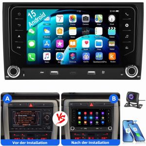 Pour Audi A4 8E 8H B6 B7 2000-2009 Android 15 Autoradio GPS USB Type-C WIFI Carplay 2+64G CAM
