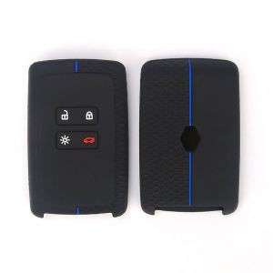 Boitier clé de Voiture Compatible avec Renault Smart Key 4-Bouton (Keyless Go Uniquement) - Coque de Protection Souple en Silicone (noir (ligne