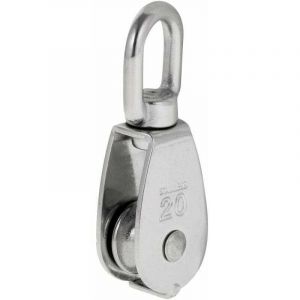 Robuste Poulie à Corde Réa Simple avec Emerillon Pivotante en Inox Pulley Block Charge Max. 35-75 kg - M20 - ZVD