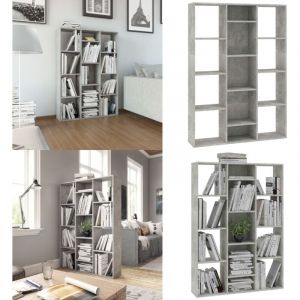 S&eacute;parateur de pi&egrave;ce/Biblioth&egrave;que Gris b&eacute;ton Bois d'ing&eacute;nierie - S&eacute;parateur De Pi&egrave;ce - Biblioth&egrave;que - Rangement - &Eacute;tag&egrave;res - Mobilier - Home & Living