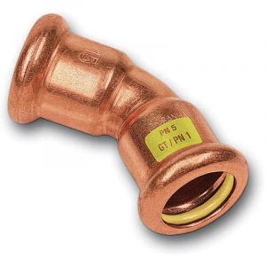 Raccord coude courb&eacute; en cuivre &agrave; sertir 45&deg; f/f Sanha Press Gas s&eacute;rie 10041-F 18