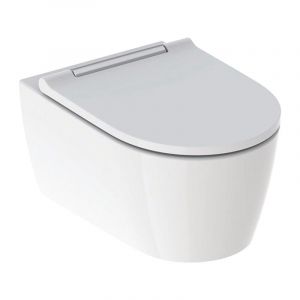 FP - Pack wc suspendu Geberit one, caréné, TurboFlush, abattant ralenti et déclipsable, KeraTect, Blanc/chromé