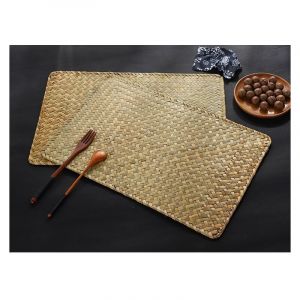 Lot de 4 Sets de Table en Jonc de Mer Naturel, 43 x 30 cm, Sets de Table Rectangulaires en Rotin, Sets de Table Tissés Osier pour Dîner/Table Basse