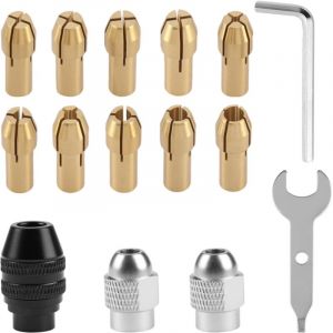 15 Pi&egrave;ces Mandrin Dremel pour 4486 4485,Petit Mandrin Perceuse, Adaptateur Embout Accessoires Dremel Forets de Meulage en Laiton de 0,3 mm &agrave; 3,2 mm