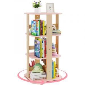 GOPLUS Biblioth&egrave;que Enfant &agrave; 3 Niveaux, &Eacute;tag&egrave;re Enfant Pivotante &agrave; 360&deg; avec 12 Secteurs, Organisateur de Rangement en Bois pour Chambre d'enfants,