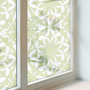 Anti Regard Film pour Fen&ecirc;tre 50x100 cm Coll&eacute;s sur le Verre Adh&eacute;sif Vitrail D&eacute;coratif Protection PVC pour Chambre Cuisine Salle de Bain Ornement vert