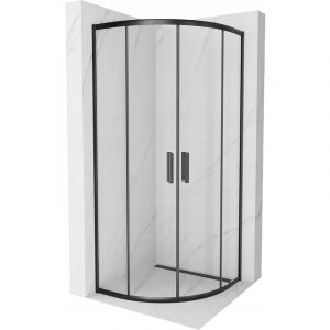 Silla Cabine de douche 1/4 de cercle L.80x80l.cm, verre transparent, Noir