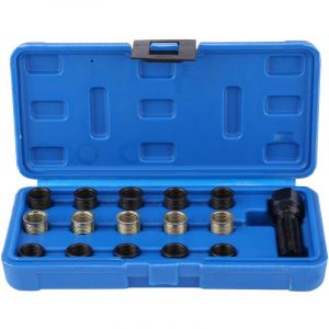 Sunxury - 16 pièces Kit d'outils de réparation de filetage de bougie d'allumage,Taille du filetage M14 x 1,25mm,Taille du taraud M16 x 1,25mm,avec