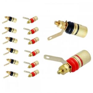 Lot de 12 4mm Fiche Banane Douille, Fiche Banane Femelle, 4mm fiche Enceinte, Haut-Parleur Reliure Femelle Post Socket Jack, Plaqu&eacute; Or embase Haut