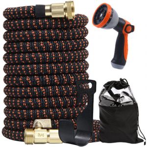 Tuyau d&rsquo;arrosage Extensible 15m/50Ft avec 10 mod&egrave;les de pulv&eacute;risation Convient aux robinets de 1/2" et 3/4" Raccords en laiton massif Durables Pour